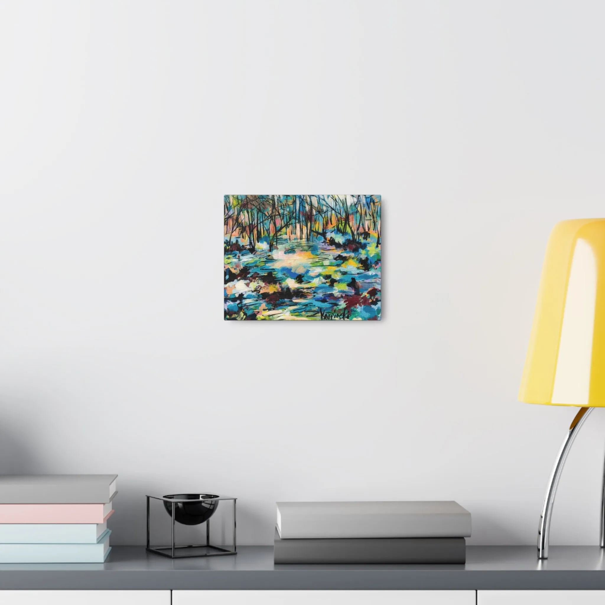 Abstract Trees Canvas Landscape Fine Art Print Colorful Artwork - Afternoon Glow Of Trees by Leslie Karpinski