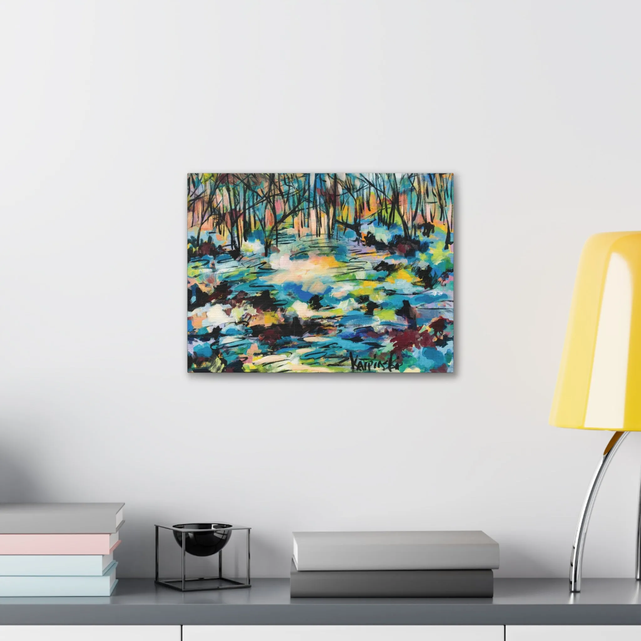 Abstract Trees Canvas Landscape Fine Art Print Colorful Artwork - Afternoon Glow Of Trees by Leslie Karpinski