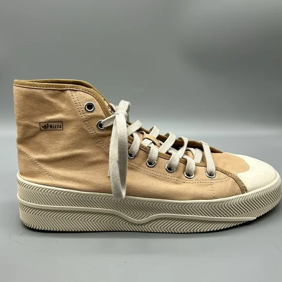 Adidas Nizza Nude Tan Canvas Hi-Top Retro Classic Sneakers Shoes size 11
