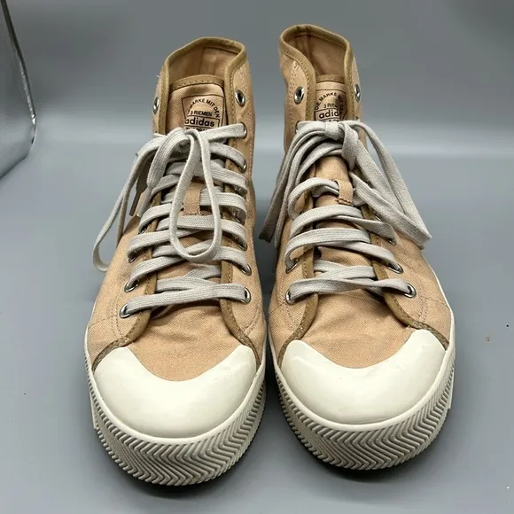 Adidas Nizza Nude Tan Canvas Hi-Top Retro Classic Sneakers Shoes size 11