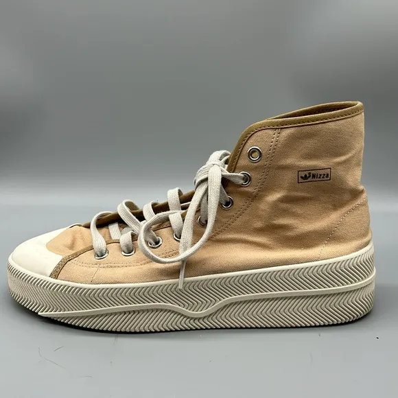 Adidas Nizza Nude Tan Canvas Hi-Top Retro Classic Sneakers Shoes size 11