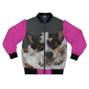 Adorable Doggies on Pink Background Bomber Jacket