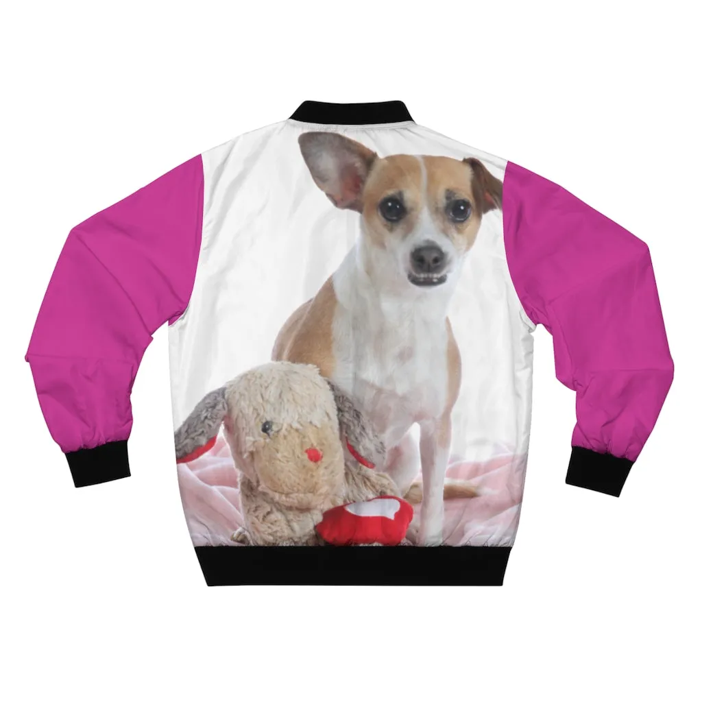 Adorable Doggies on Pink Background Bomber Jacket