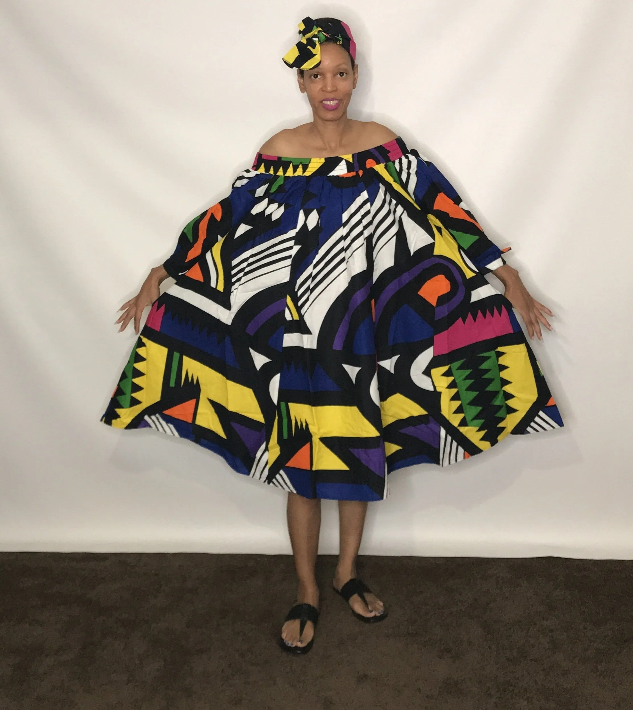 African Print Off Shoulder Dress