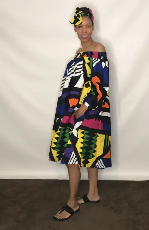African Print Off Shoulder Dress