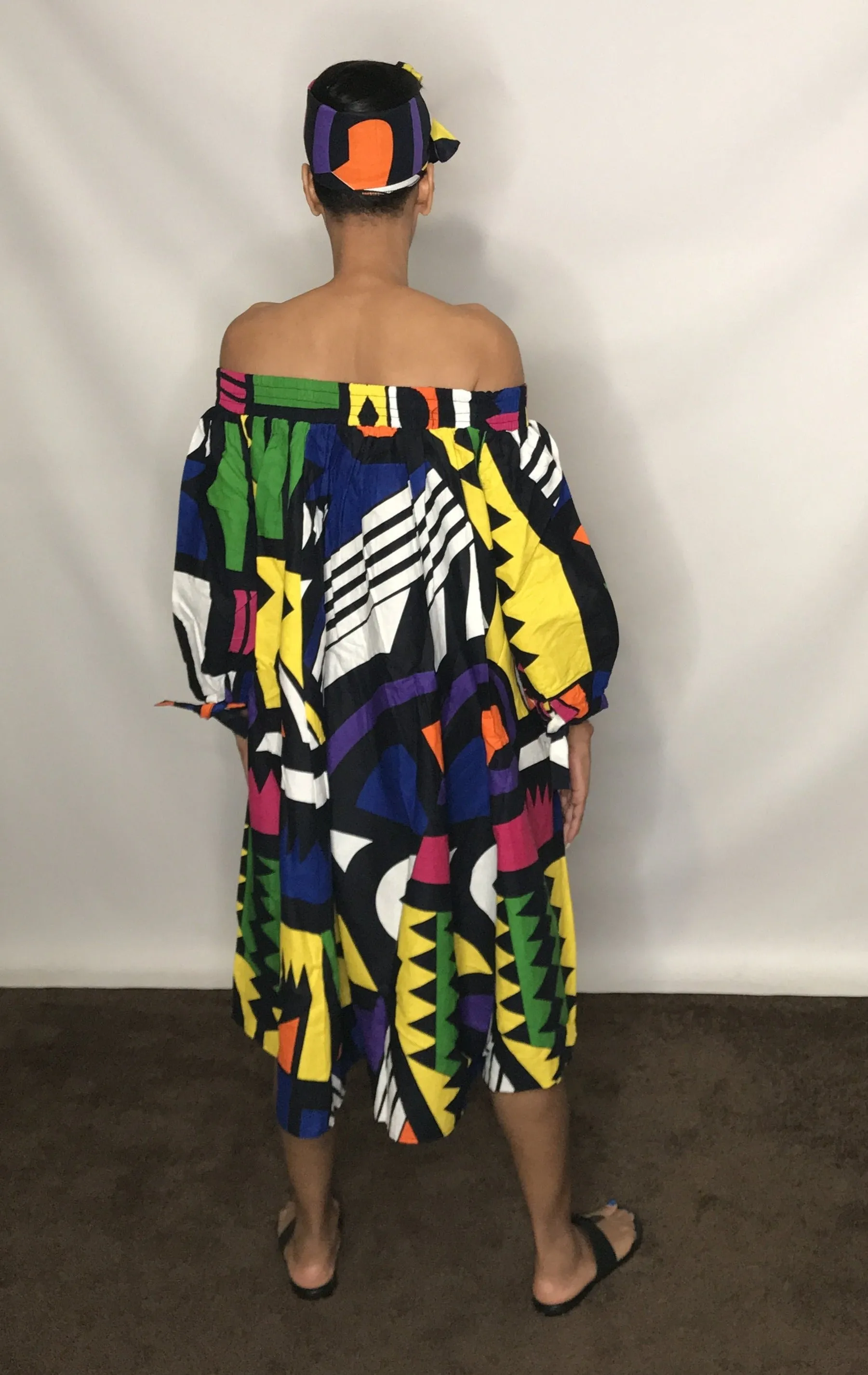 African Print Off Shoulder Dress