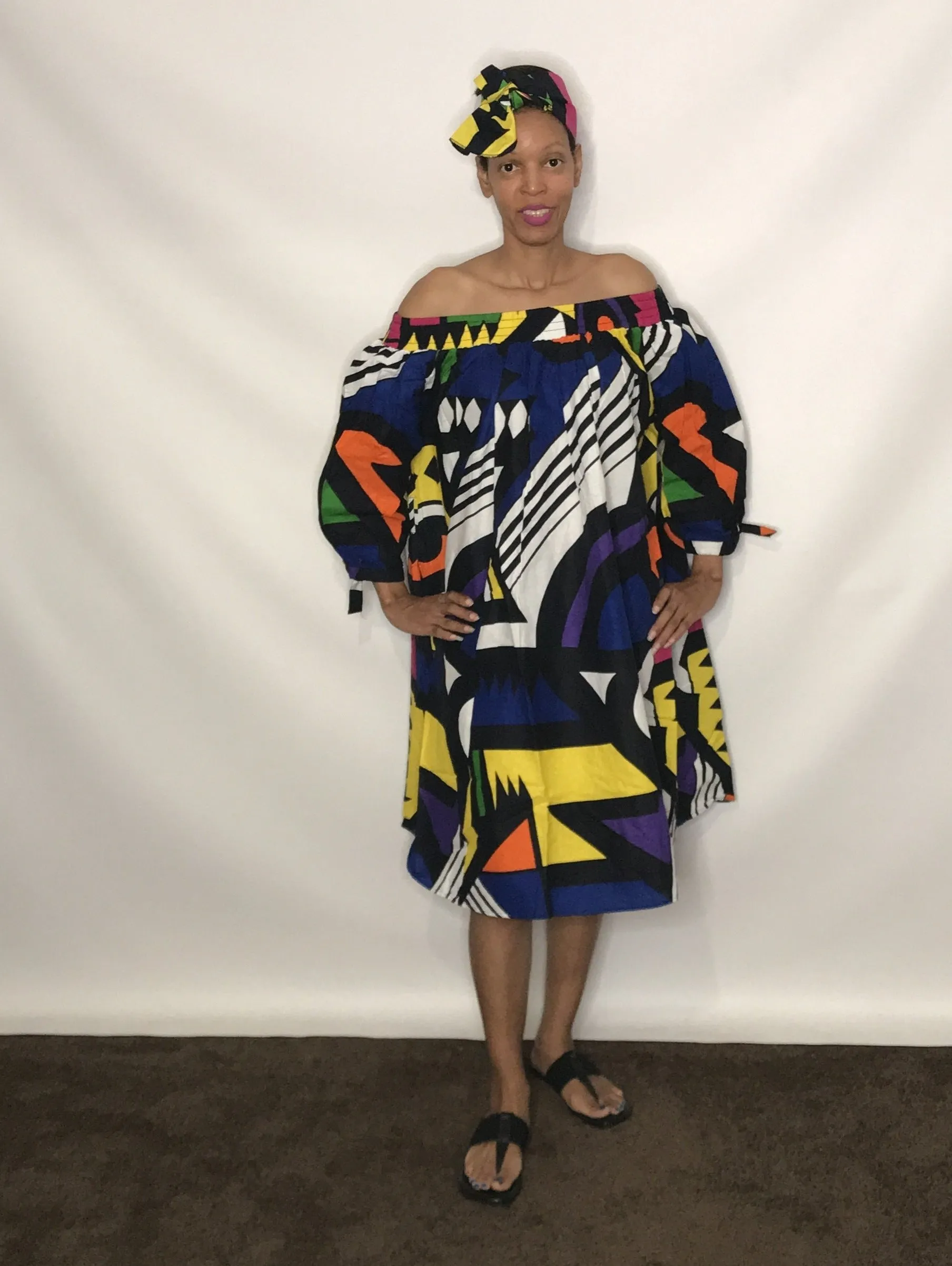 African Print Off Shoulder Dress