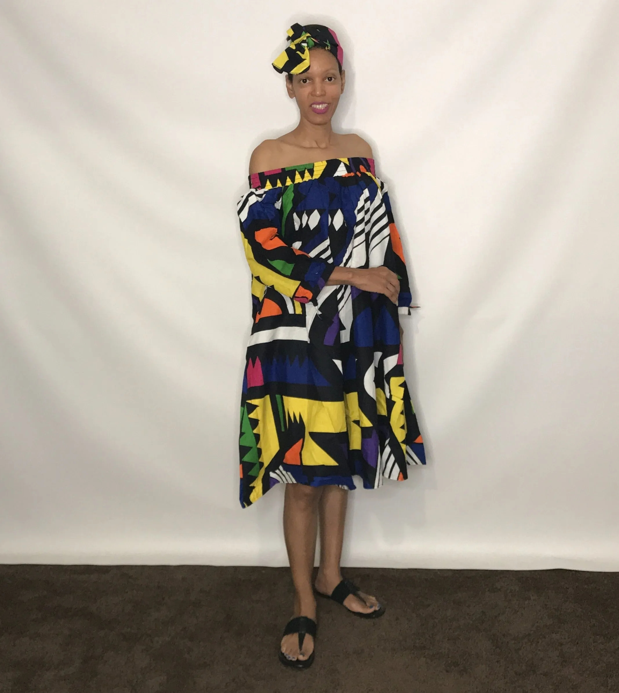 African Print Off Shoulder Dress