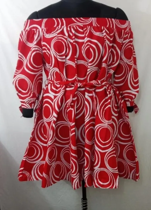 African Print Off Shoulder Dress