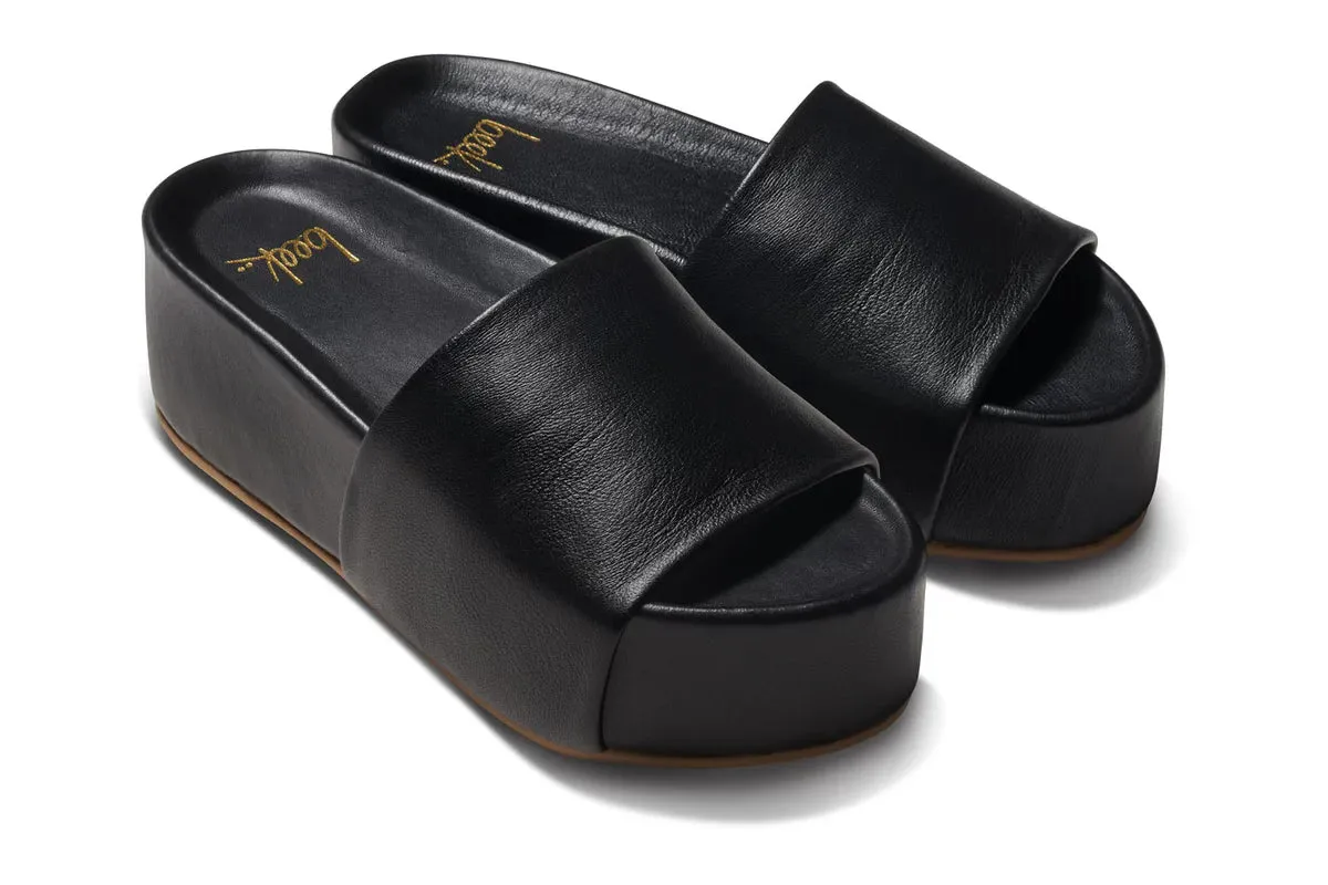Albatross Leather Platform Sandal in Black