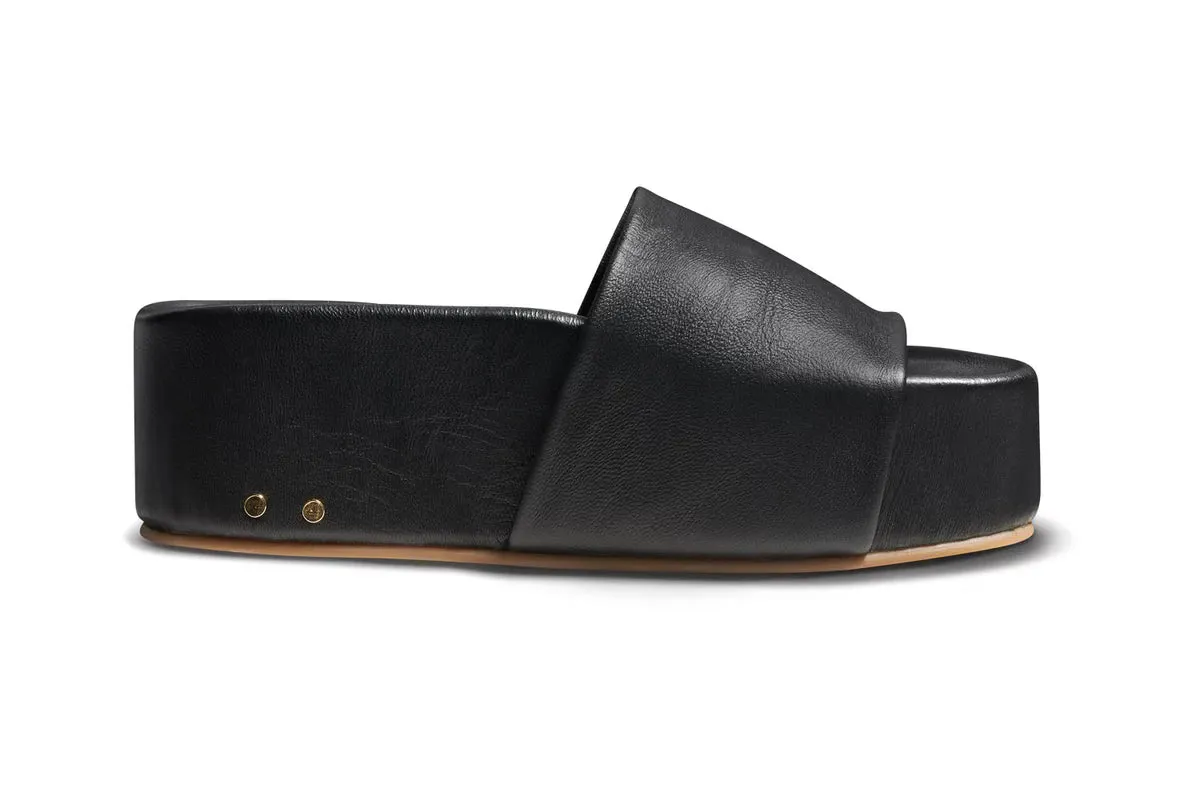 Albatross Leather Platform Sandal in Black