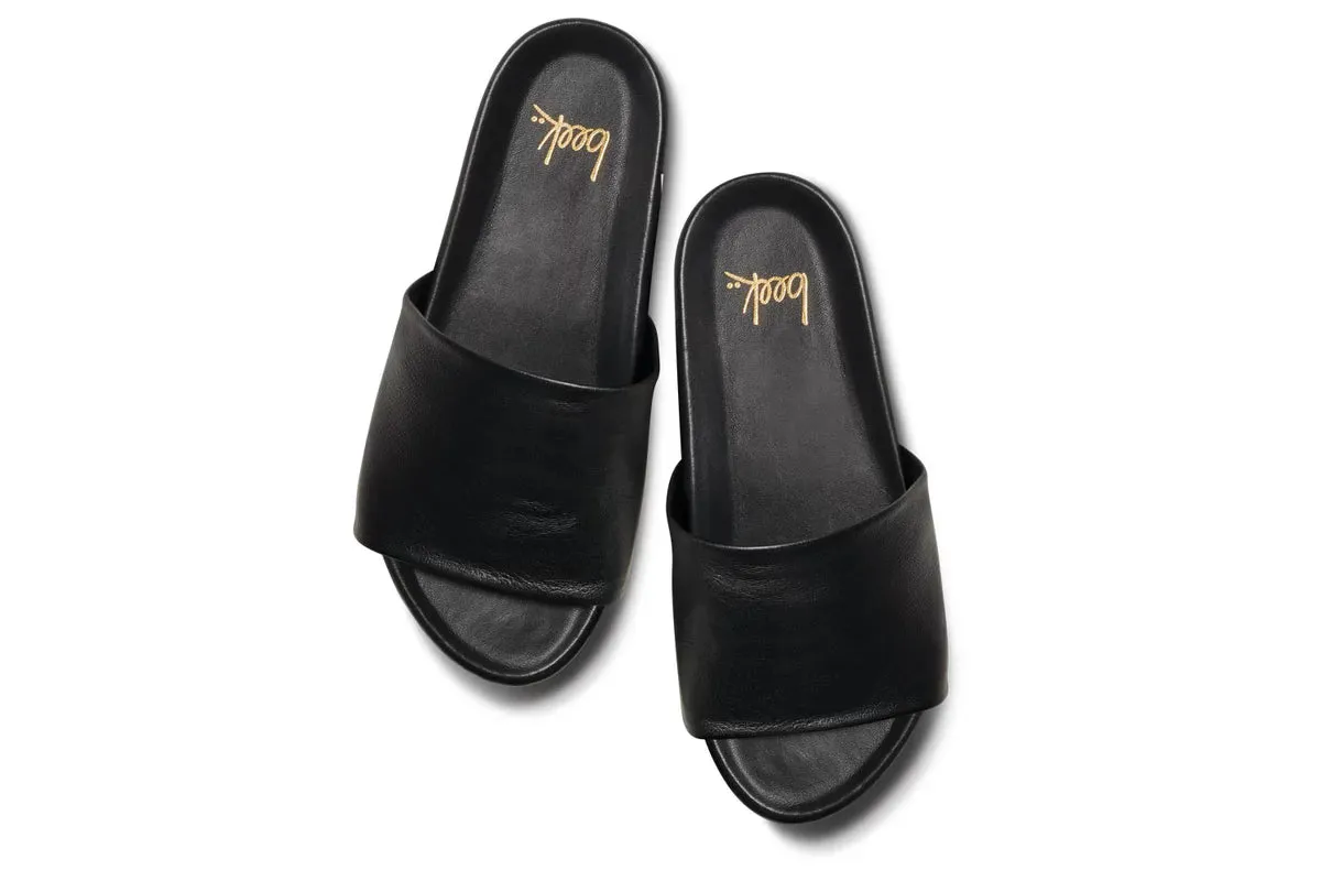 Albatross Leather Platform Sandal in Black