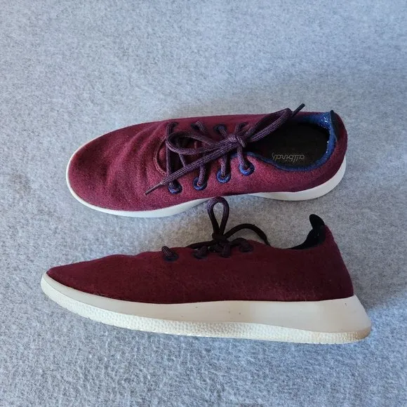 Allbirds Wool Runner Sneaker Lace-Up Super Fine ZQ Merino Wool Red Men