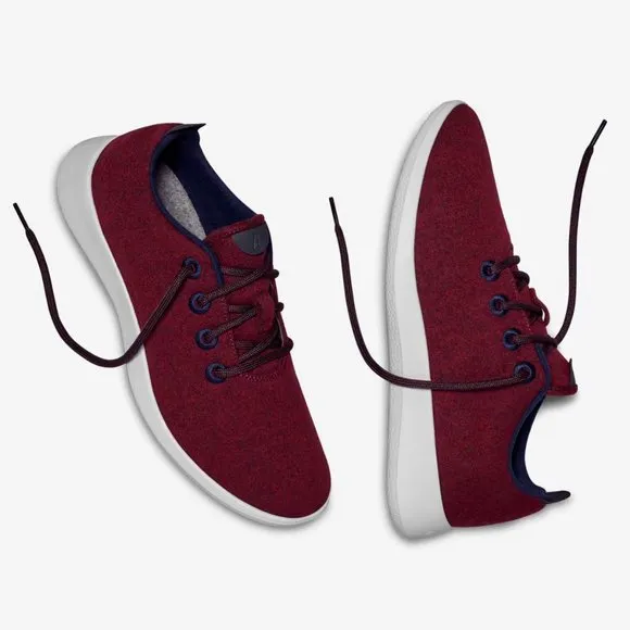 Allbirds Wool Runner Sneaker Lace-Up Super Fine ZQ Merino Wool Red Men
