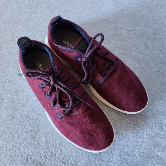 Allbirds Wool Runner Sneaker Lace-Up Super Fine ZQ Merino Wool Red Men