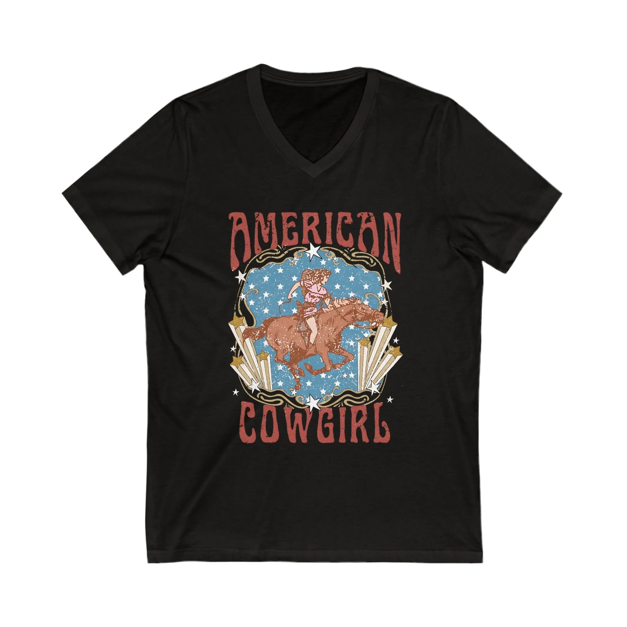 American Cowgirl, Jersey Short Sleeve V-Neck Tee