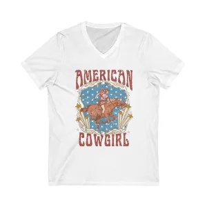 American Cowgirl, Jersey Short Sleeve V-Neck Tee