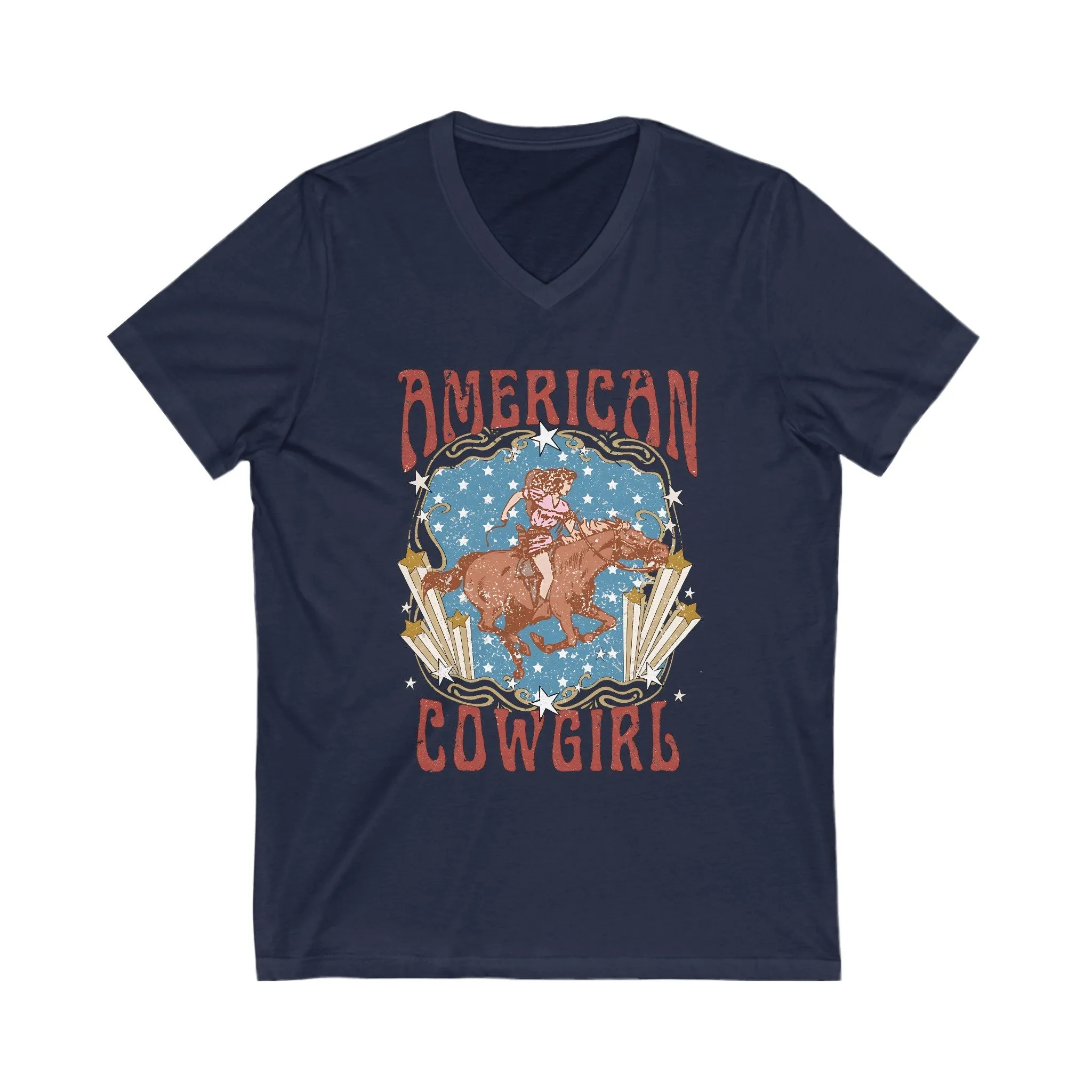 American Cowgirl, Jersey Short Sleeve V-Neck Tee