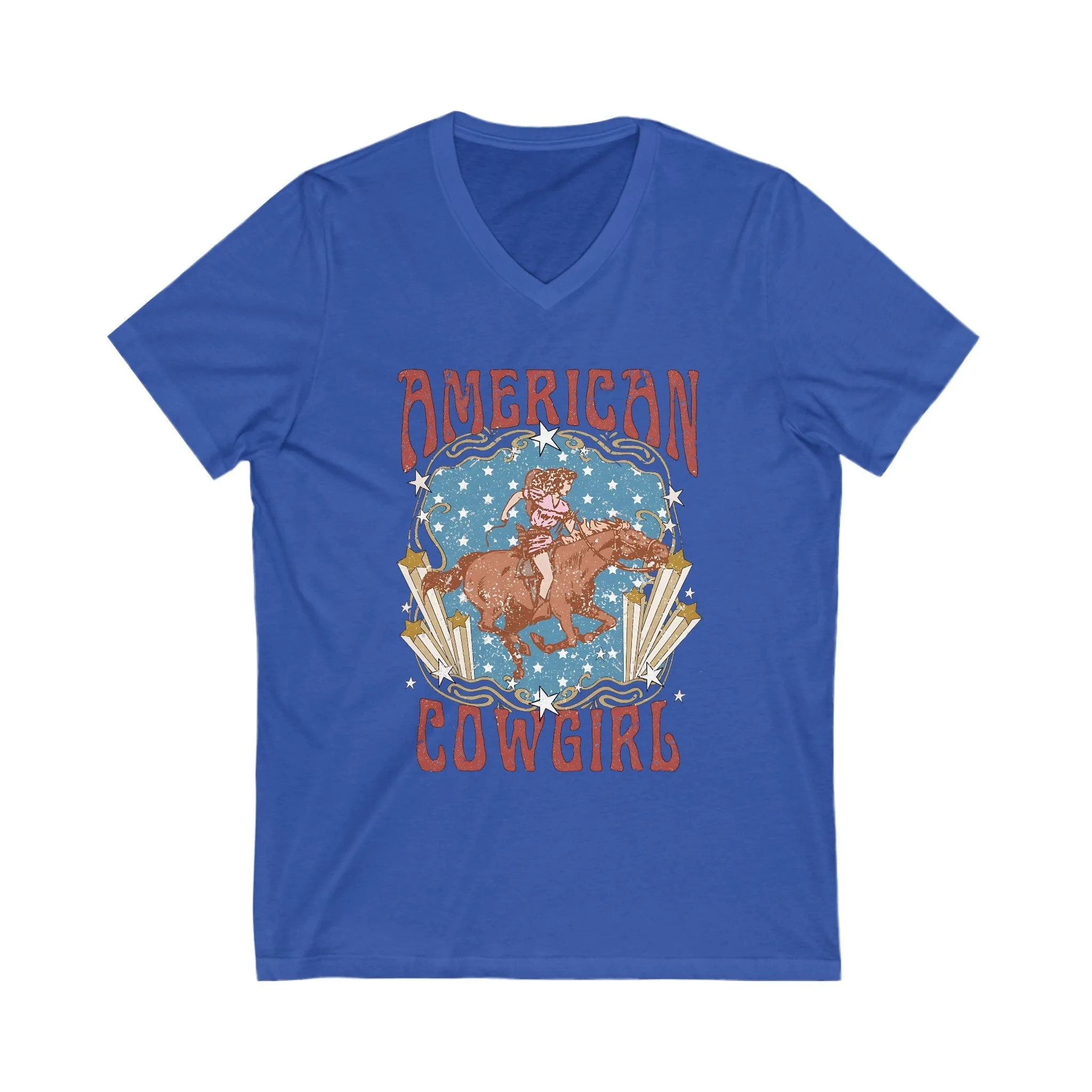American Cowgirl, Jersey Short Sleeve V-Neck Tee
