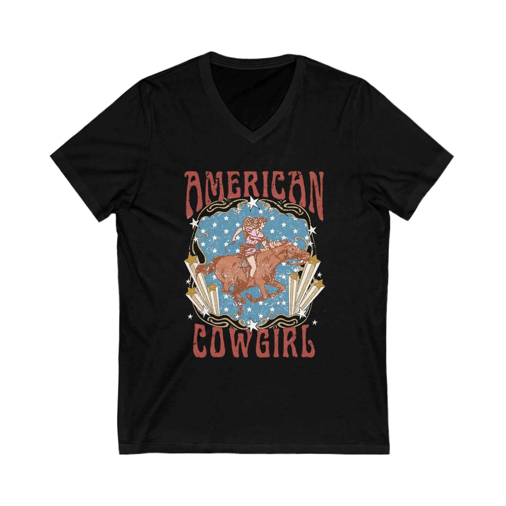 American Cowgirl, Jersey Short Sleeve V-Neck Tee