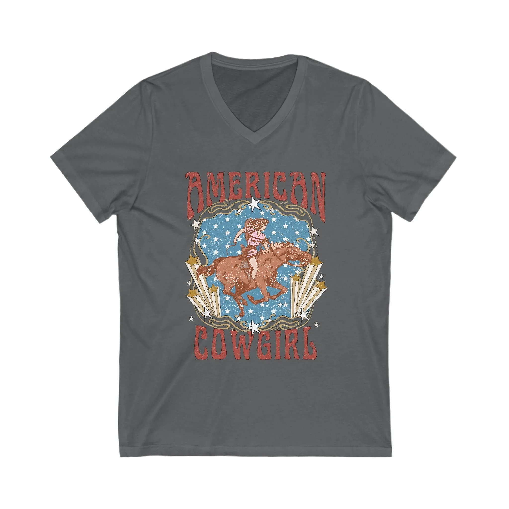 American Cowgirl, Jersey Short Sleeve V-Neck Tee