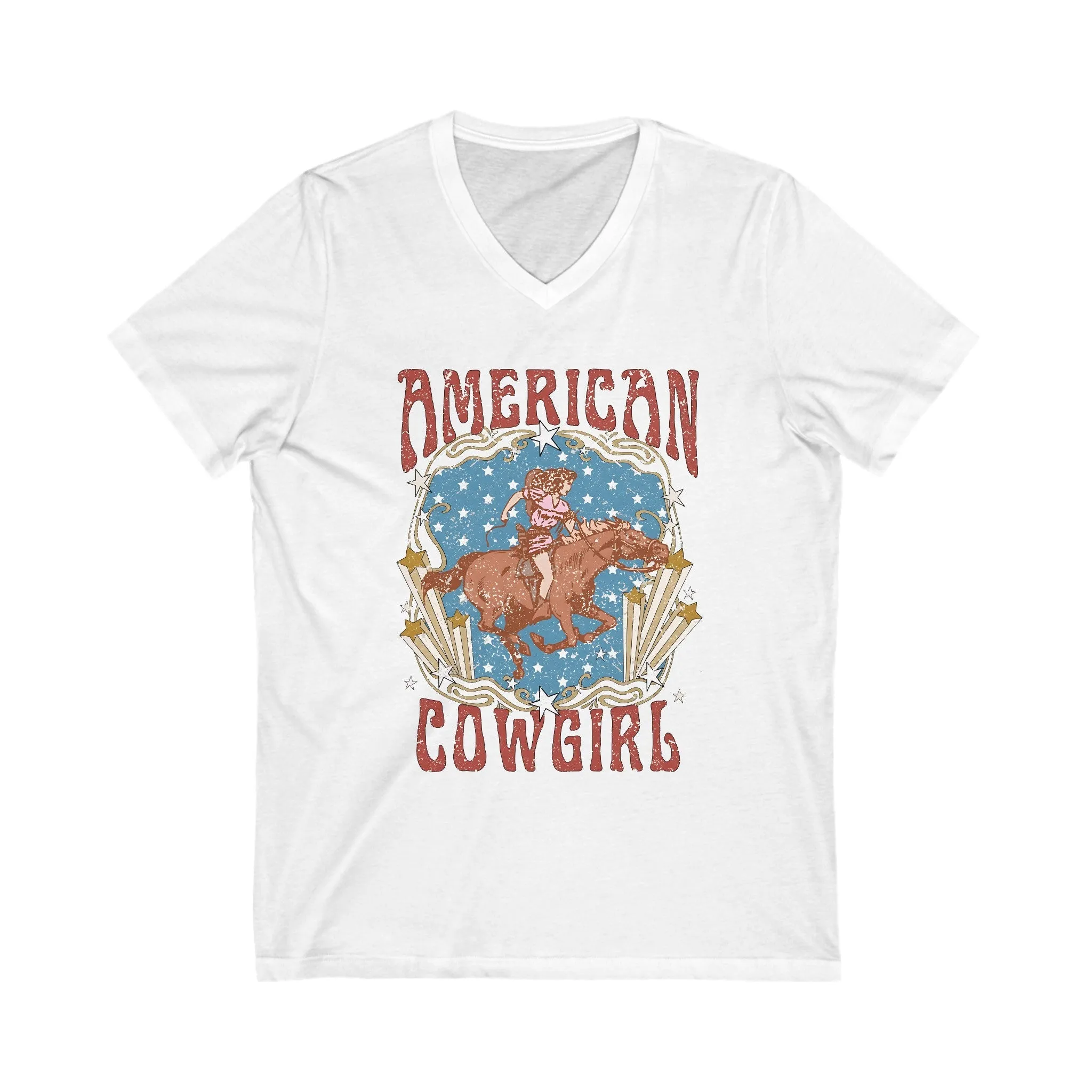 American Cowgirl, Jersey Short Sleeve V-Neck Tee
