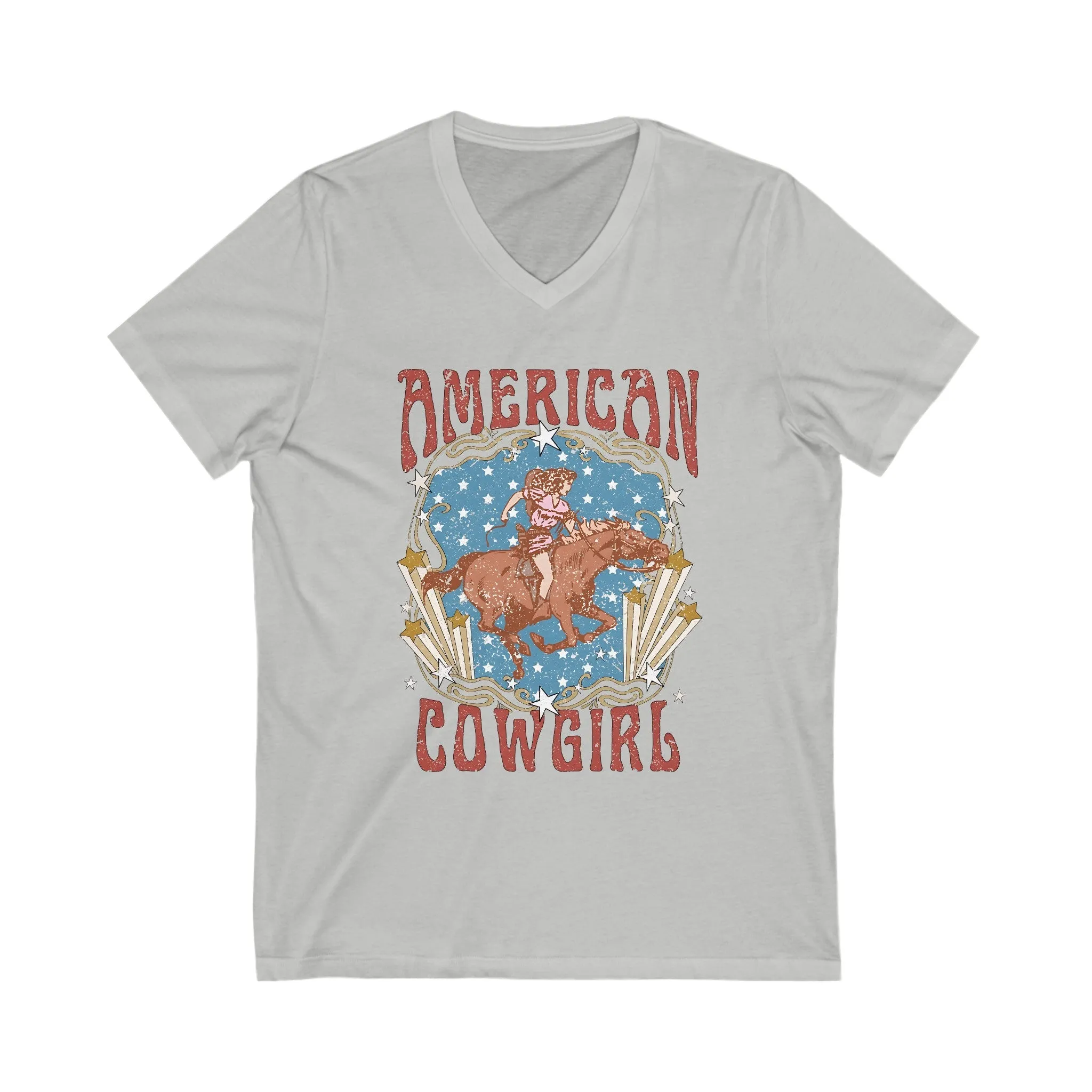 American Cowgirl, Jersey Short Sleeve V-Neck Tee
