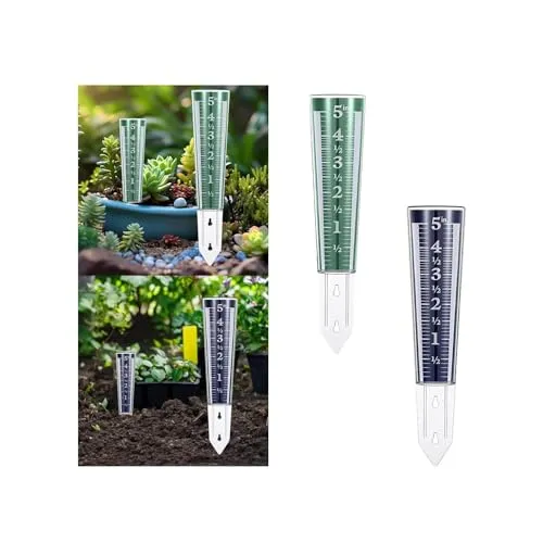 ATORSE® Garden Rain Gauge Lawn Courtyard Patio Decorative Stake Water Measuring Tool Green