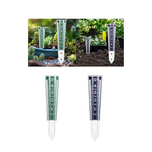 ATORSE® Garden Rain Gauge Lawn Courtyard Patio Decorative Stake Water Measuring Tool Green