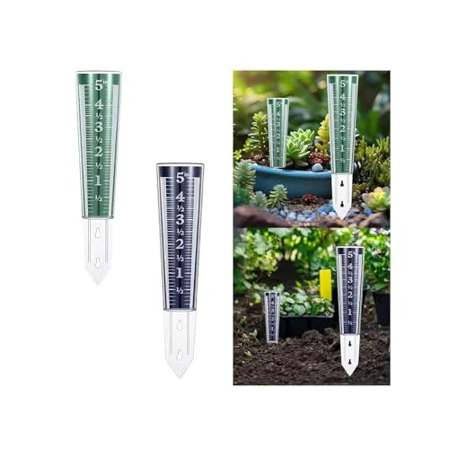ATORSE® Garden Rain Gauge Lawn Courtyard Patio Decorative Stake Water Measuring Tool Green