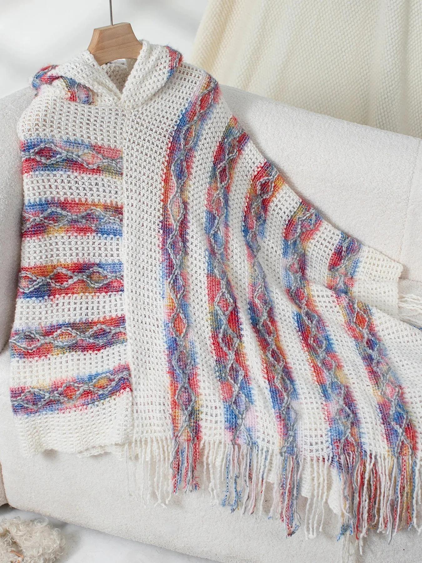 Autumn Winter Vibes Fringe Poncho