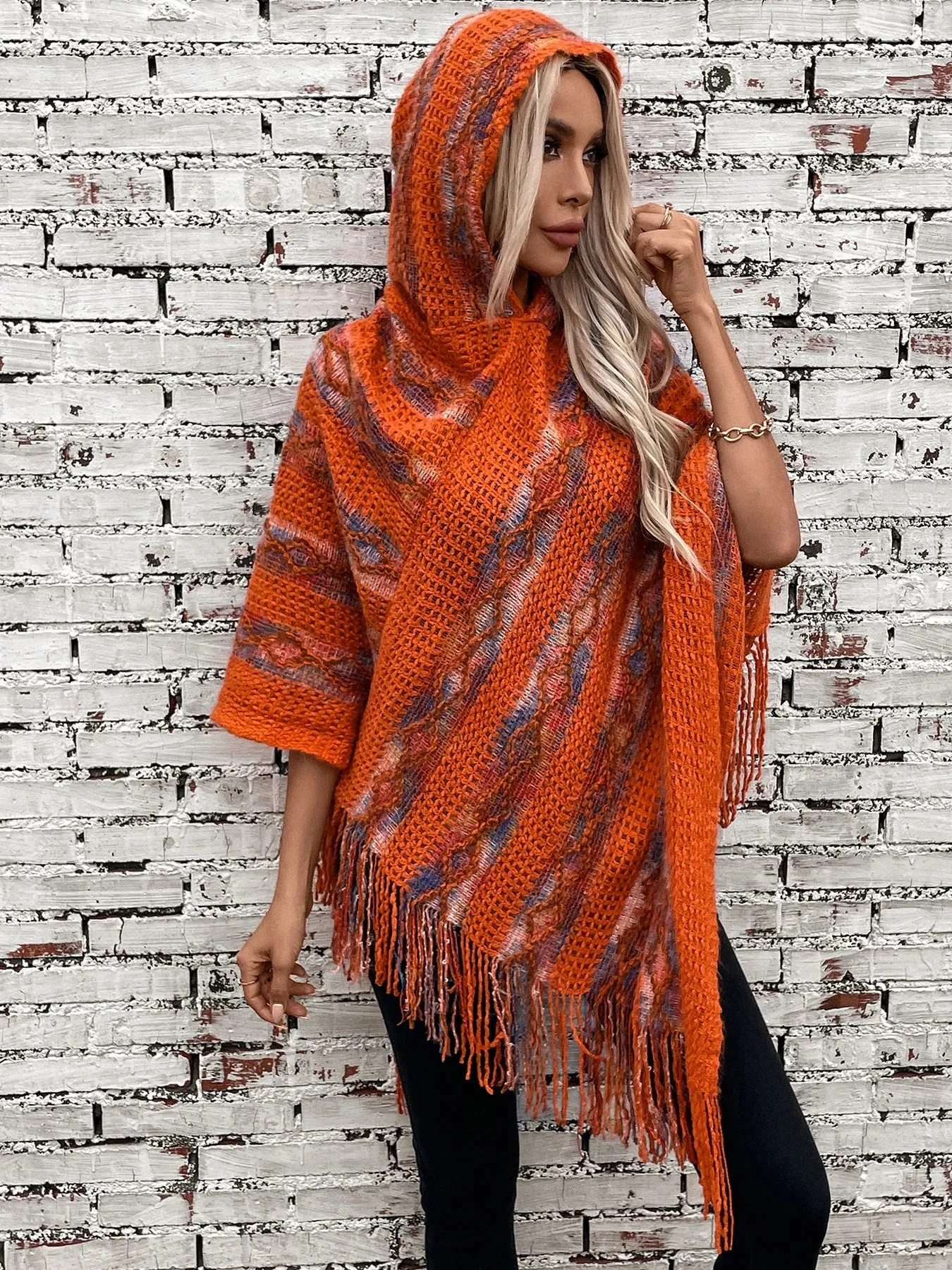Autumn Winter Vibes Fringe Poncho