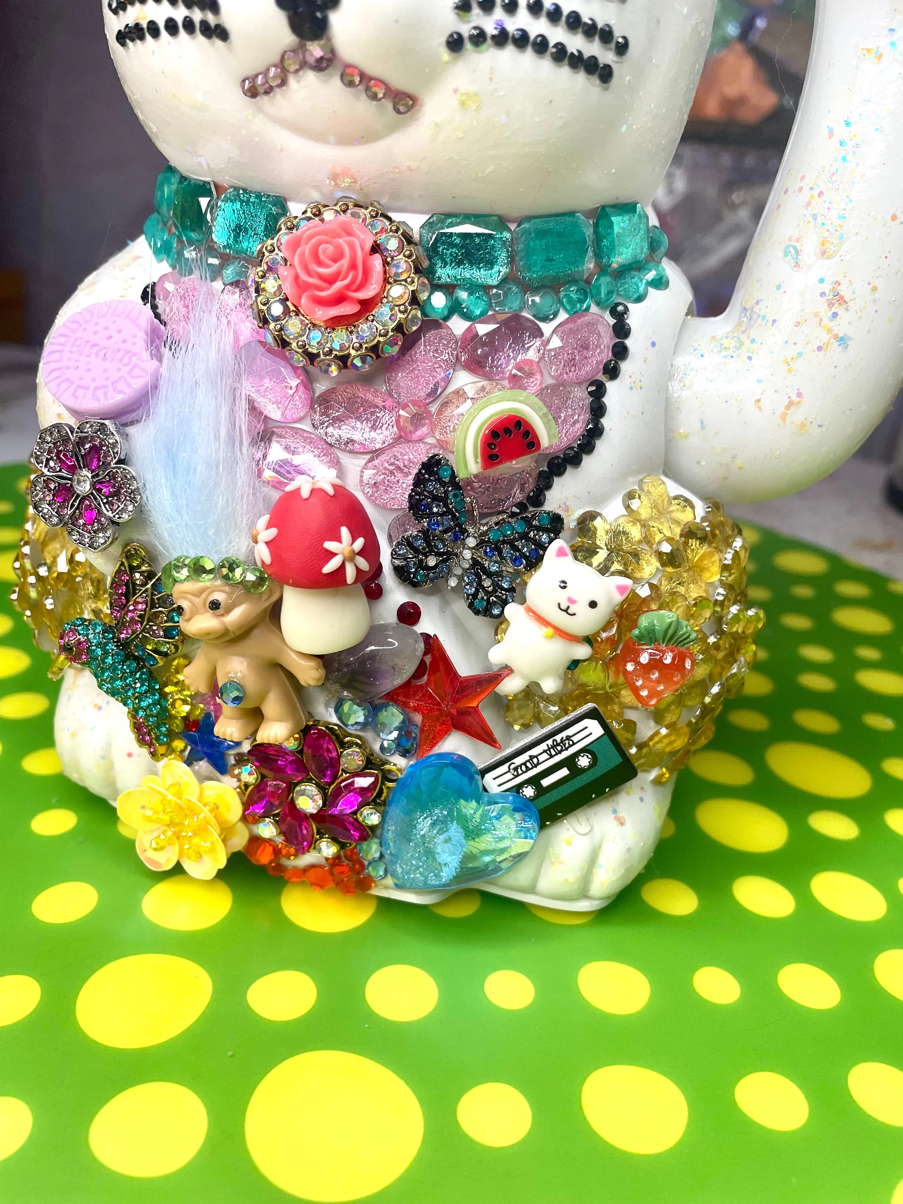 Bedazzled Maneki Nekos Lucky Cat Rocker Troll