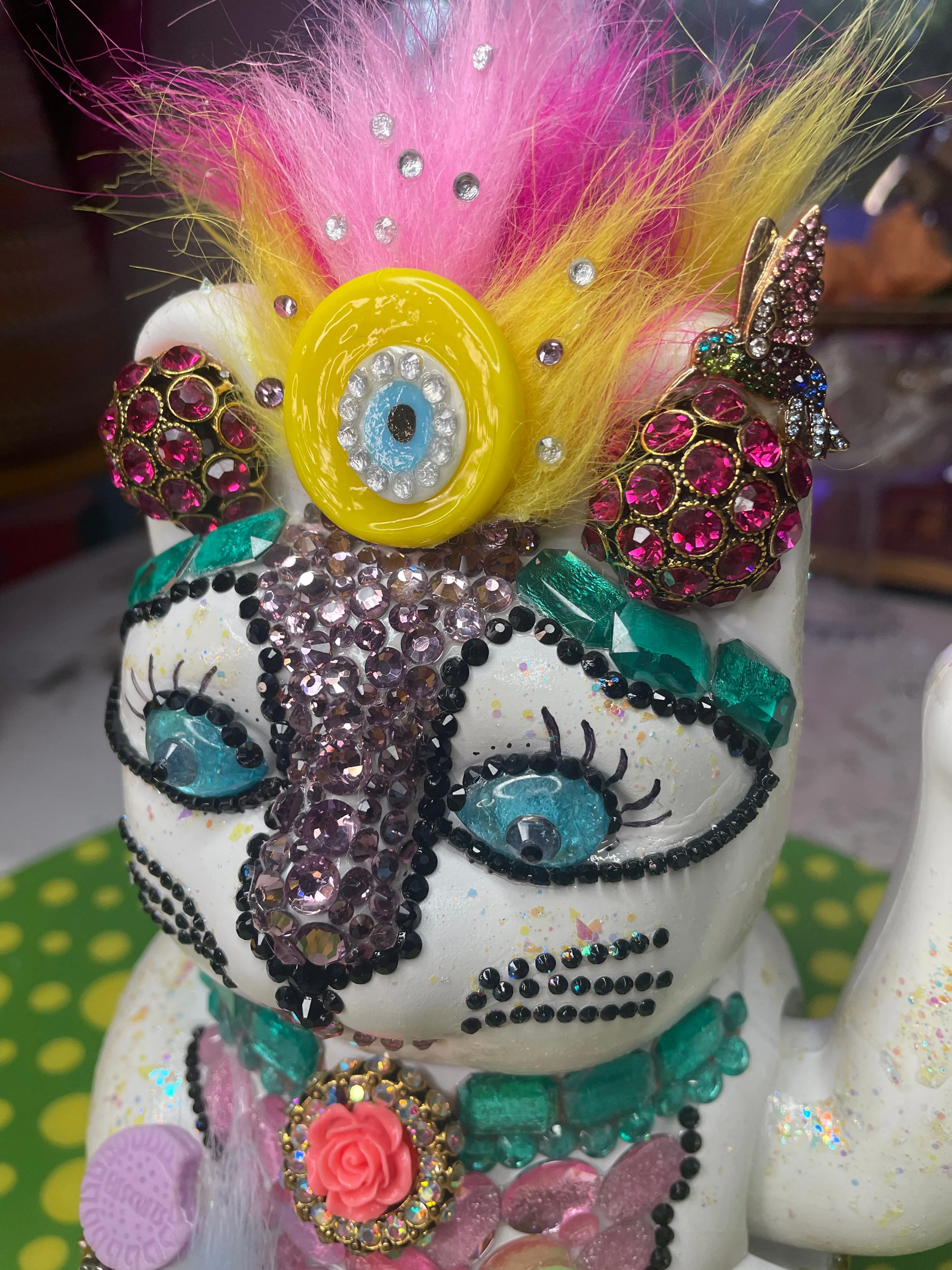 Bedazzled Maneki Nekos Lucky Cat Rocker Troll
