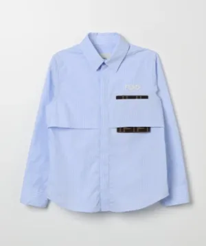 BOY LS BUTTON UP SHIRT WITH FF DETAIL