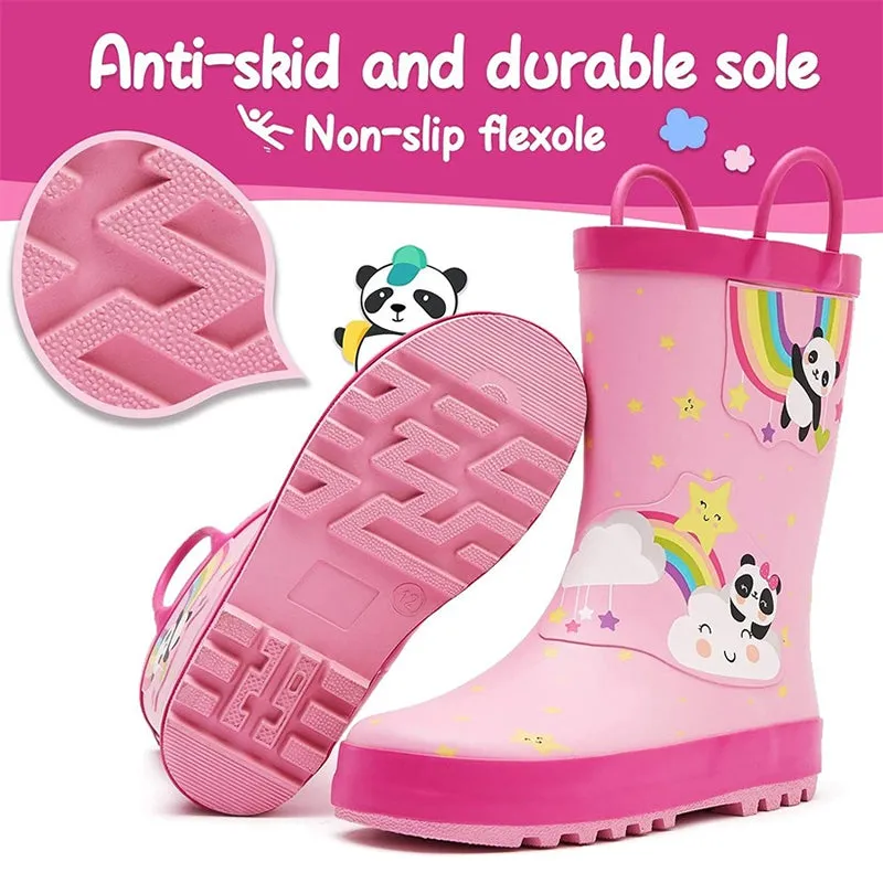 Boy&Girl Rain Boots Waterproof Pink Panda - K KomForme