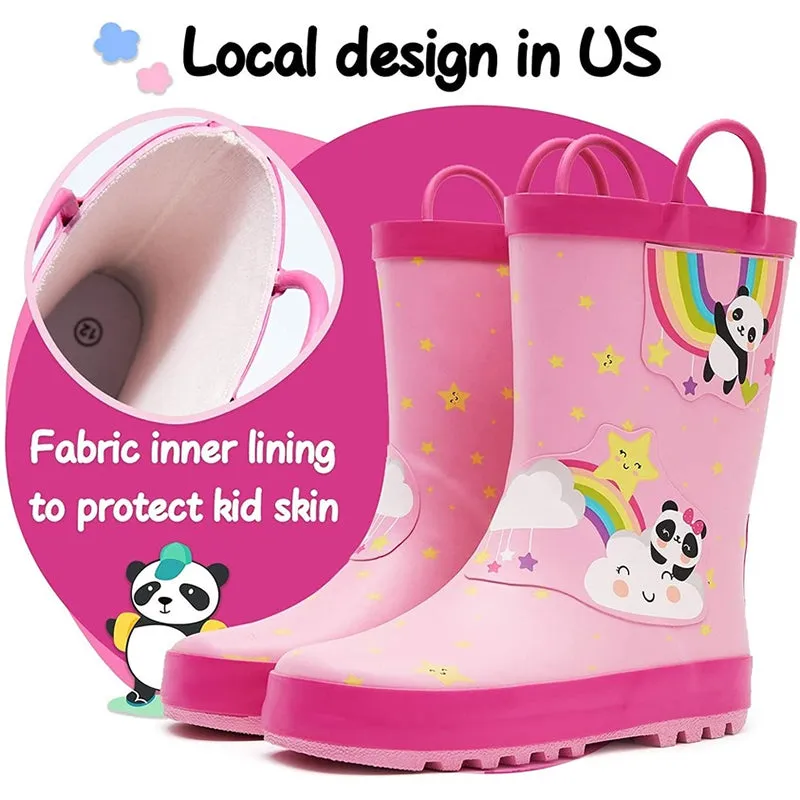 Boy&Girl Rain Boots Waterproof Pink Panda - K KomForme