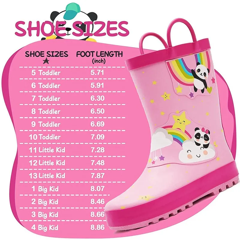 Boy&Girl Rain Boots Waterproof Pink Panda - K KomForme