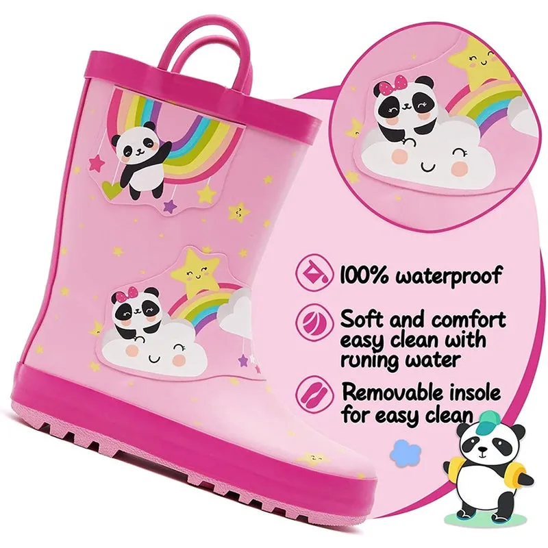 Boy&Girl Rain Boots Waterproof Pink Panda - K KomForme