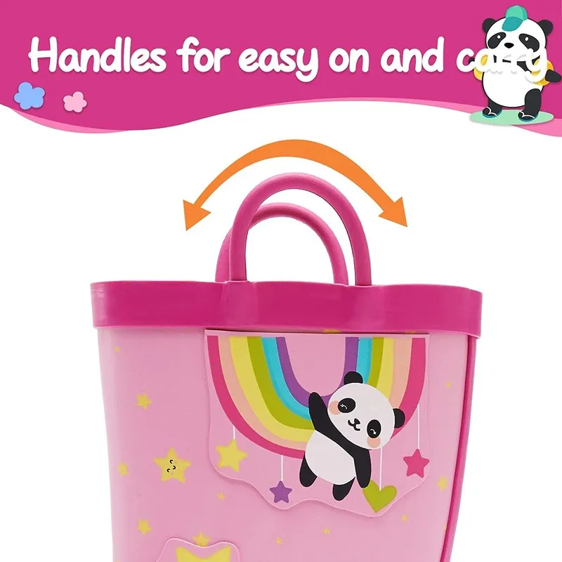 Boy&Girl Rain Boots Waterproof Pink Panda - K KomForme
