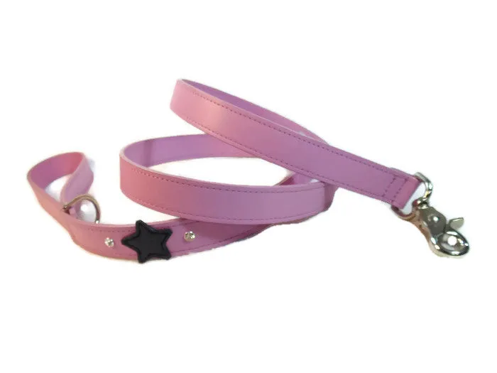 Breck Leather Dog Leash with Crystals on Side of Star
