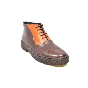 British Walkers Playboy Men's Tan and Brown Leather High Top Wingtips Ankle Boots