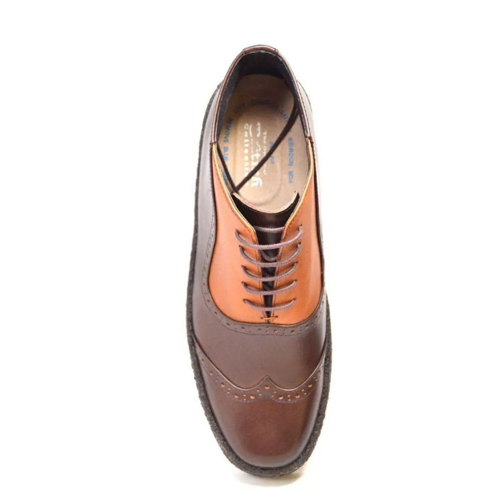 British Walkers Playboy Men's Tan and Brown Leather High Top Wingtips Ankle Boots