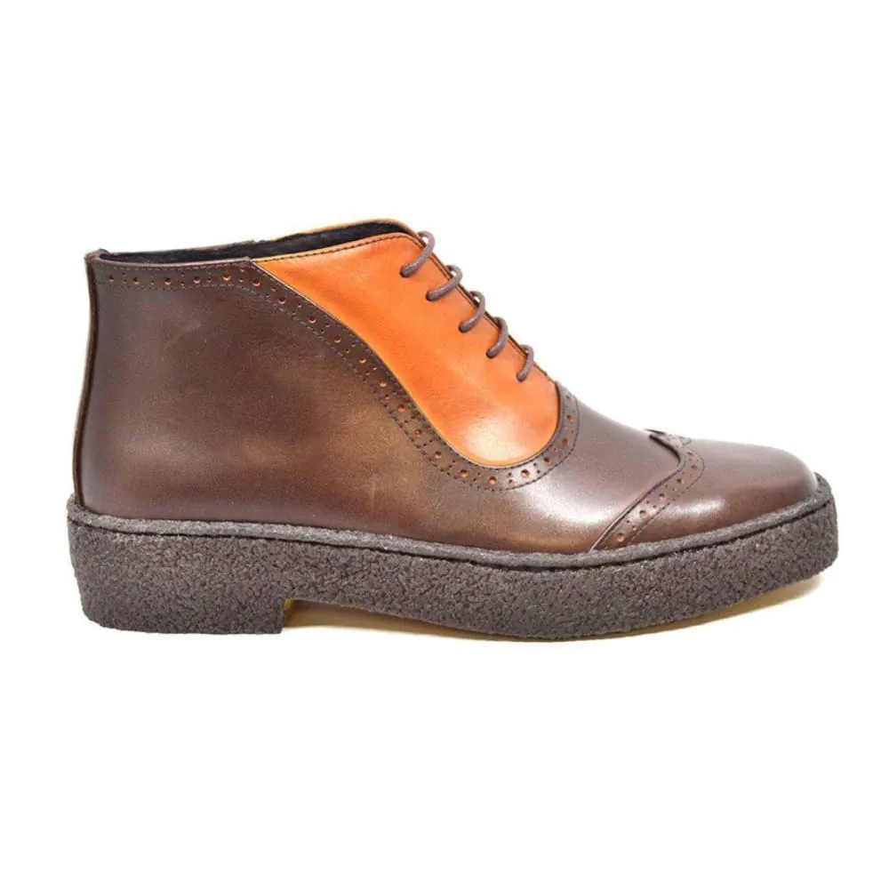 British Walkers Playboy Men's Tan and Brown Leather High Top Wingtips Ankle Boots