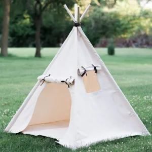 Canvas Kids Play Teepee Tent, Unique Roll Up Door, Includes window