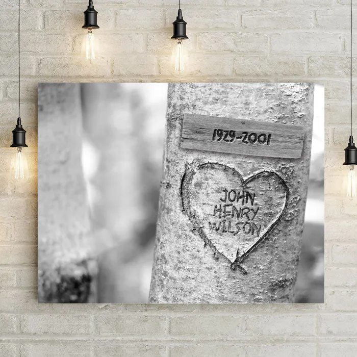 Carved Heart Tree Canvas Wall Art - Personalized Mother's Day Gift for Mom