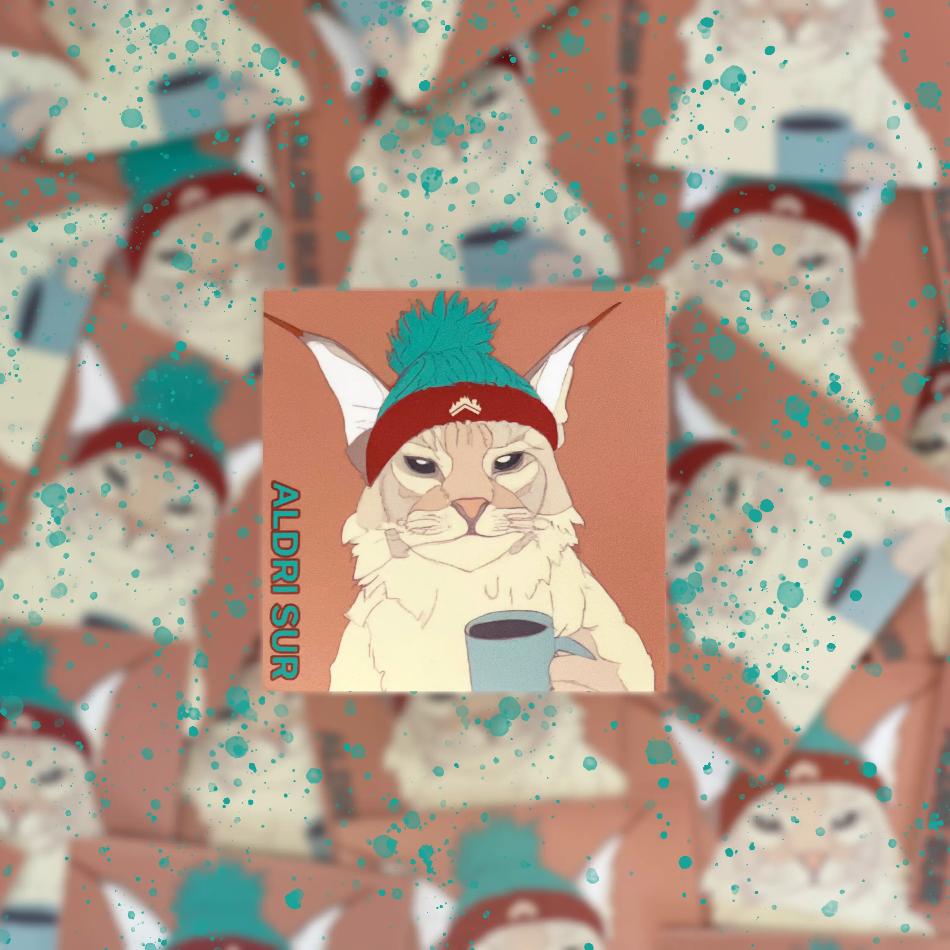 Cat Coffee Vinyl Sticker