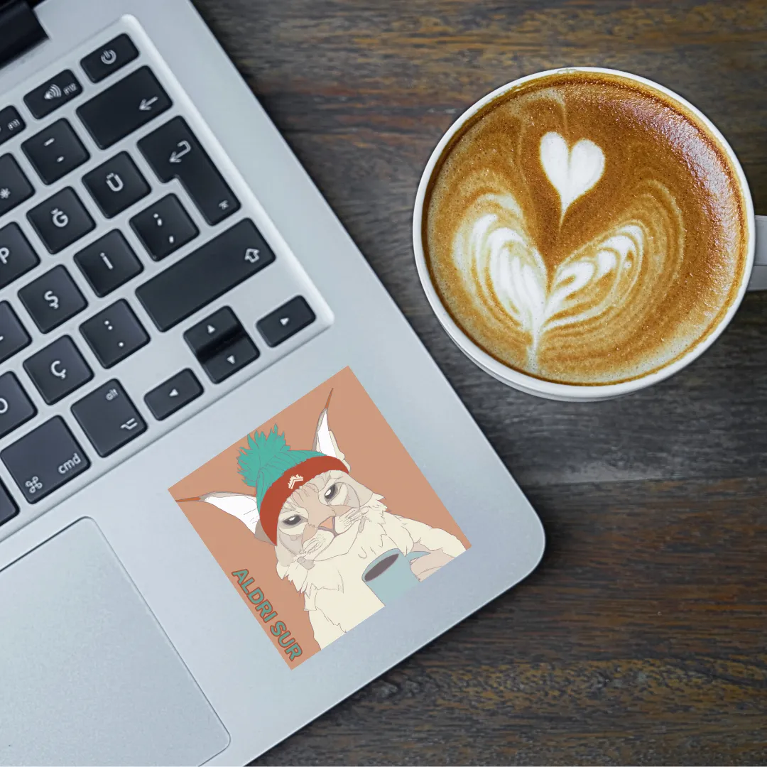 Cat Coffee Vinyl Sticker
