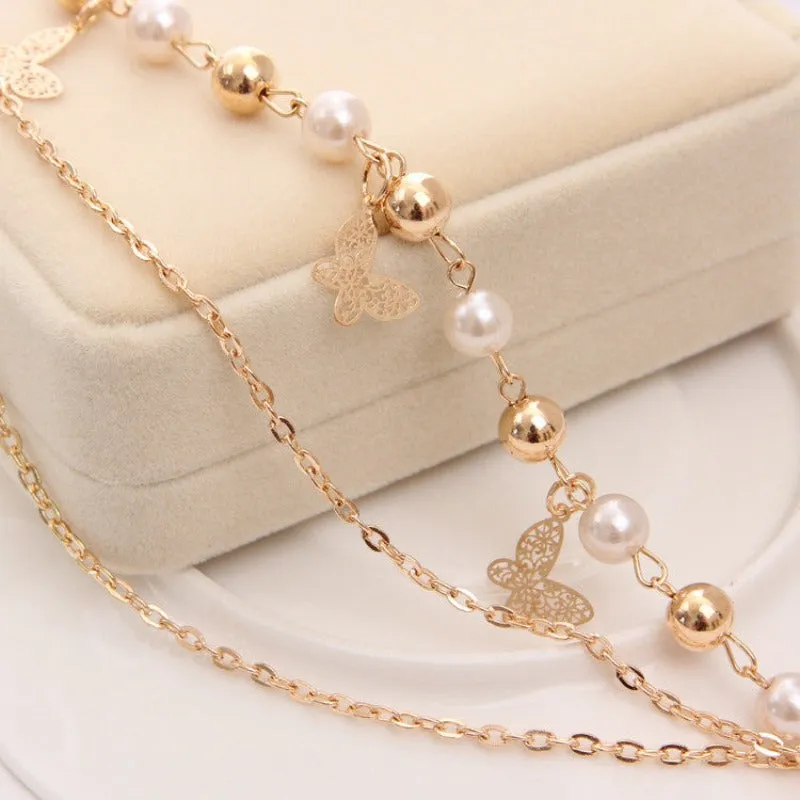 Charm Butterfly Multi Layer Bracelet Chain Women Wedding Jewelry