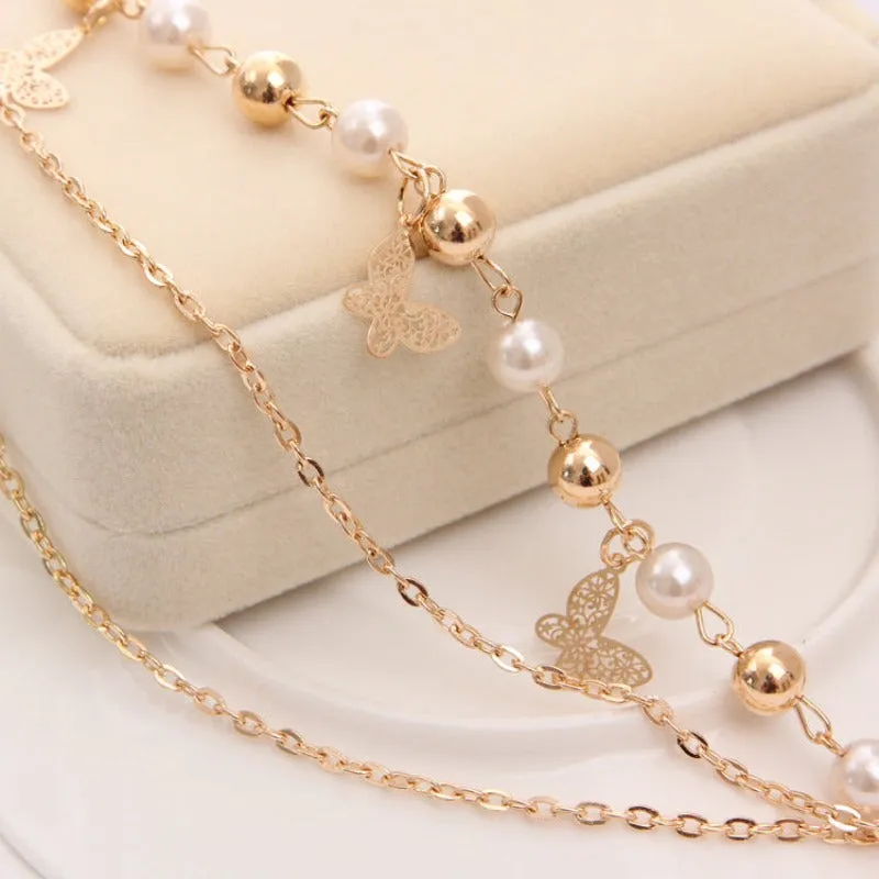 Charm Butterfly Multi Layer Bracelet Chain Women Wedding Jewelry